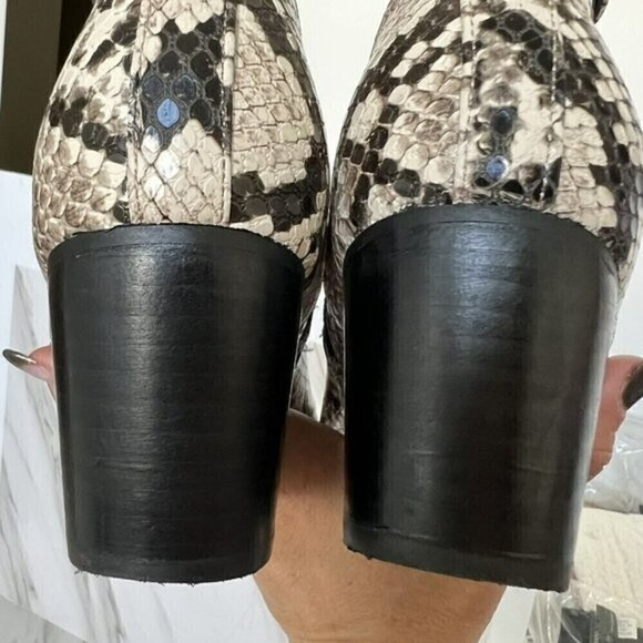 animal print ankle Boots MARKET & SPRUCE 6.5 bootie Block Heel Black Beige Snake - Picture 10 of 12